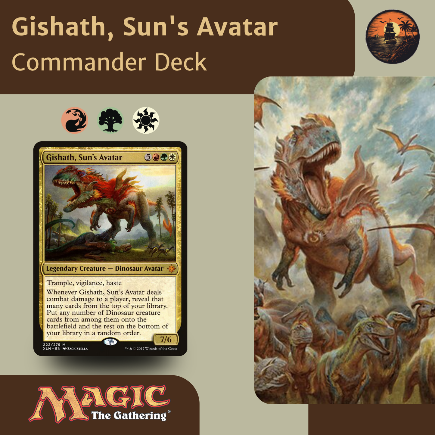 MTG Gishath, Sun’s Avatar – Naya Dinosaur Tribal Commander Deck