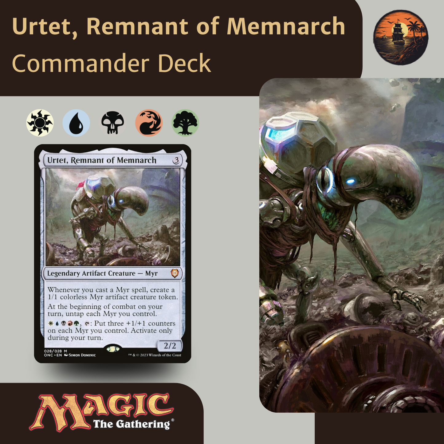 Card featuring 'Urtet, Remnant of Memnarch' from 'Magic: The Gathering' with game icons and branding.