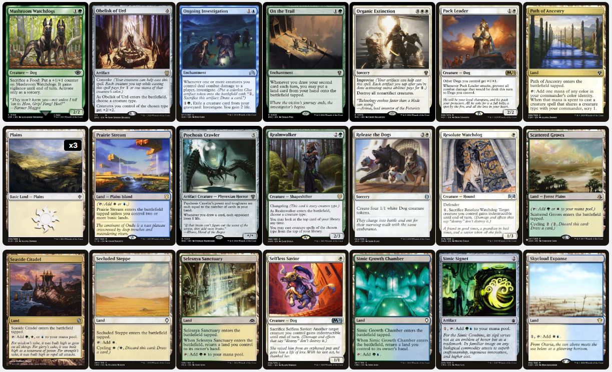 Dog Tribal and Token Deck - Sophia, Dogged Detective - Custom Commander Deck