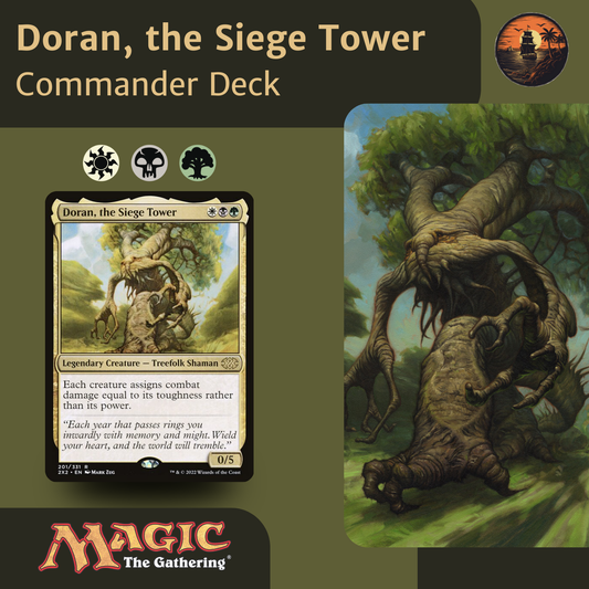 Card featuring 'Doran, the Siege Tower' from 'Magic: The Gathering' with a tree-like creature illustration.