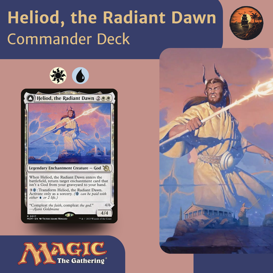 Heliod, the Radiant Dawn Commander Deck packaging with card illustration and character depiction.