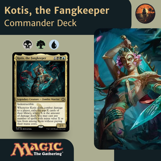 mtg kotis the fangkeeper commander deck EDH Kotis, 100 Cards Custom Sultai Voltron Tarkir: Dragonstorm You may cast any number of spells with mana value X or less from among them without paying their mana costs. What cards to pair with
