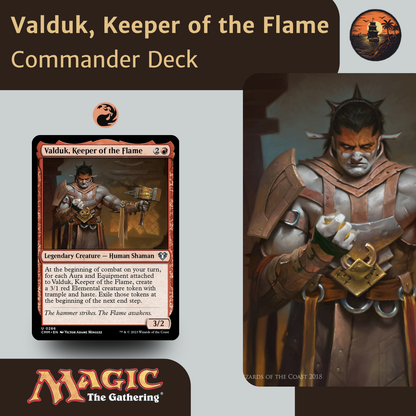 Valduk, Keeper of the Flame – Mono-Red Aura &amp; Equipment Token Swarm
