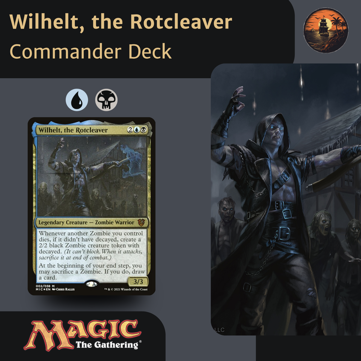 mtg wilhelt commander deck MTG Commander Deck EDH Deck Wilhelt, the Rotcleaver 100 Magic Cards Custom  Deck Zombies Zombie Deck main image 1
